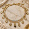 Oro Laminado Charm Anklet , Gold Filled Style Little Girl and Paperclip Design, with White Crystal, Polished, Golden Finish, 03.372.0016.10 (03 MM Thickness, 10 Inches Length)