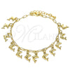 Oro Laminado Charm Bracelet, Gold Filled Style Dolphin and Paperclip Design, Polished, Golden Finish, 03.372.0017.08 (03 MM Thickness, 8 Inches Length)