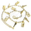 Oro Laminado Charm Anklet , Gold Filled Style key and Lock Design, Polished, Golden Finish, 03.372.0021.10 (03 MM Thickness, 10 Inches Length)
