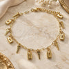 Oro Laminado Charm Anklet , Gold Filled Style key and Lock Design, Polished, Golden Finish, 03.372.0021.10 (03 MM Thickness, 10 Inches Length)
