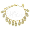 Oro Laminado Charm Bracelet, Gold Filled Style Owl and Paperclip Design, Polished, Golden Finish, 03.372.0022.08 (03 MM Thickness, 8 Inches Length)