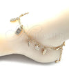 Oro Laminado Charm Anklet , Gold Filled Style Owl and Paperclip Design, Polished, Golden Finish, 03.372.0022.10 (03 MM Thickness, 10 Inches Length)