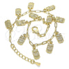 Oro Laminado Charm Anklet , Gold Filled Style Owl and Paperclip Design, Polished, Golden Finish, 03.372.0022.10 (03 MM Thickness, 10 Inches Length)
