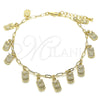 Oro Laminado Charm Anklet , Gold Filled Style Owl and Paperclip Design, Polished, Golden Finish, 03.372.0022.10 (03 MM Thickness, 10 Inches Length)