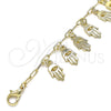 Oro Laminado Charm Anklet , Gold Filled Style Hand of God and Paperclip Design, Polished, Golden Finish, 03.372.0024.10 (03 MM Thickness, 10 Inches Length)