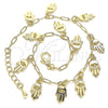 Oro Laminado Charm Anklet , Gold Filled Style Hand of God and Paperclip Design, Polished, Golden Finish, 03.372.0024.10 (03 MM Thickness, 10 Inches Length)