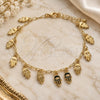 Oro Laminado Charm Anklet , Gold Filled Style Hand of God and Paperclip Design, Polished, Golden Finish, 03.372.0024.10 (03 MM Thickness, 10 Inches Length)