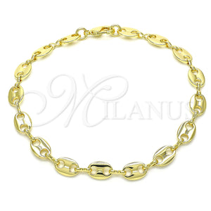 Gold Filled Anklet — Basic Anklet Puff Mariner Design Polished 04. 08 — main product view — SKU 143347 | Oro Laminado tobillera — básico Anklet Puff Mariner diseño pulido 04. 08 — SKU 143347