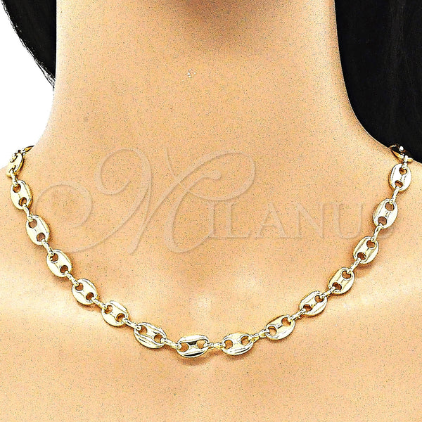 Gold Filled Necklace — Basic Necklace Puff Mariner Design Polished 04. 08 — alternate product view — SKU 143348 | Oro Laminado collar — básico Necklace Puff Mariner diseño pulido 04. 08 — SKU 143348