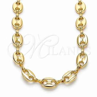 Oro Laminado Basic Necklace, Gold Filled Style Puff Mariner Design, Polished, Golden Finish, 04.326.0002.28 (08 MM Thickness, 28 Inches Length)