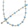 Oro Laminado Necklace and Bracelet, Gold Filled Style Evil Eye Design, Turquoise Enamel Finish, Golden Finish, 06.213.0008.3