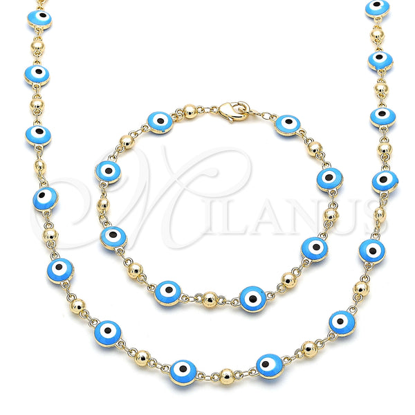 Gold Filled Bracelet — Necklace and Bracelet Evil Eye Design Turquoise Enamel — main product view — SKU 143351 | Oro Laminado brazalete — Necklace and Bracelet Evil Eye diseño Turquoise Enamel — SKU 143351