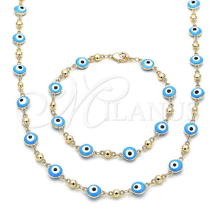 Gold Filled Bracelet — Necklace and Bracelet Evil Eye Design Turquoise Enamel — main product view — SKU 143351 | Oro Laminado brazalete — Necklace and Bracelet Evil Eye diseño Turquoise Enamel — SKU 143351