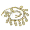 Oro Laminado Charm Bracelet, Gold Filled Style Owl and Paperclip Design, with White Crystal, Polished, Golden Finish, 03.372.0013.08 (03 MM Thickness, 8 Inches Length)