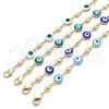 Oro Laminado Fancy Anklet, Gold Filled Style Evil Eye Design, Turquoise Enamel Finish, Golden Finish, 03.213.0018.4.10 (08 MM Thickness, 10 Inches Length)