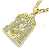Oro Laminado Religious Pendant, Gold Filled Style Jesus Design, Polished, Golden Finish, 05.253.0121