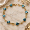Oro Laminado Fancy Bracelet, Gold Filled Style Evil Eye and Heart Design, Green Enamel Finish, Golden Finish, 03.213.0037.5.08 (08 MM Thickness, 8 Inches Length)