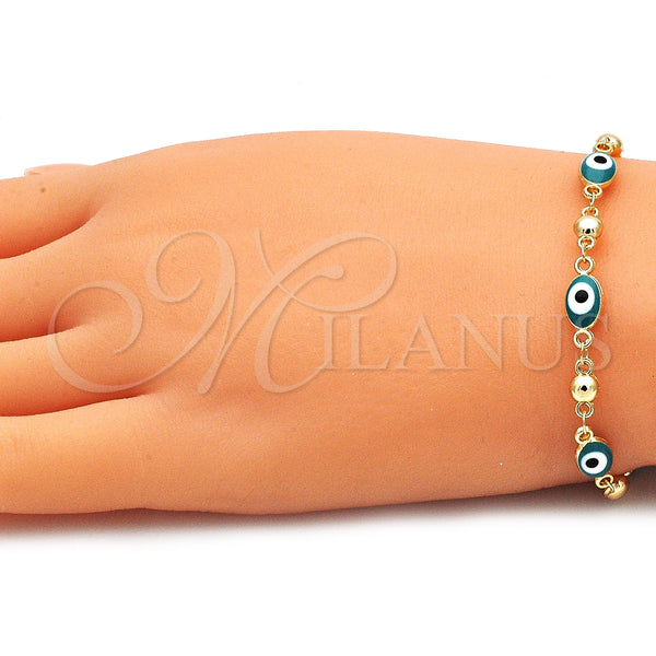 Gold Filled Bracelet — Fancy Bracelet Evil Eye Design Green Enamel 03. — alternate product view — SKU 143358 | Oro Laminado brazalete — elegante Bracelet Evil Eye diseño Green Enamel 03. — SKU 143358