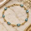 Oro Laminado Fancy Bracelet, Gold Filled Style Evil Eye Design, Green Enamel Finish, Golden Finish, 03.213.0033.5.08 (06 MM Thickness, 8 Inches Length)