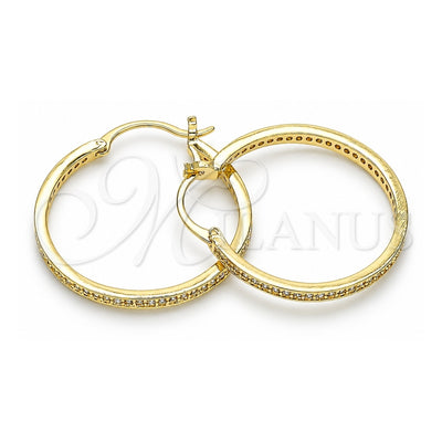 Oro Laminado Medium Hoop, Gold Filled Style with White Micro Pave, Polished, Golden Finish, 02.185.0005.30
