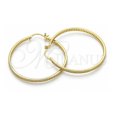 Oro Laminado Large Hoop, Gold Filled Style with White Micro Pave, Polished, Golden Finish, 02.185.0005.50