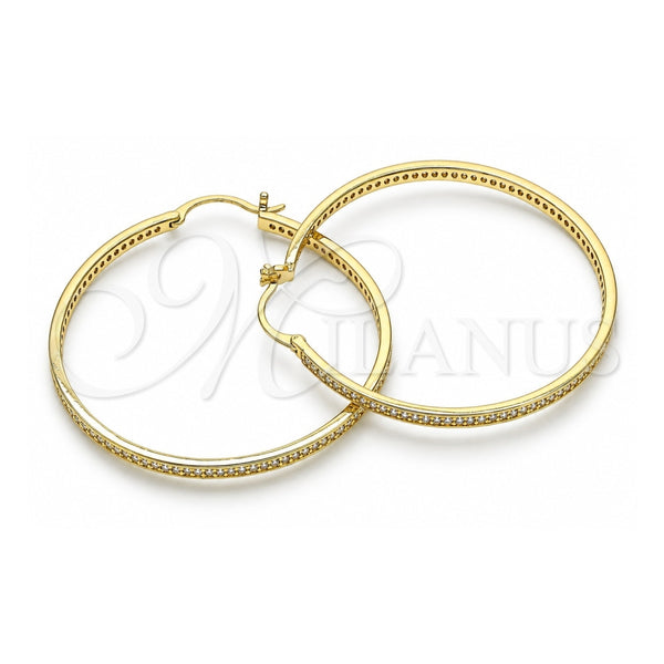 Oro Laminado Large Hoop, Gold Filled Style with White Micro Pave, Polished, Golden Finish, 02.185.0005.50