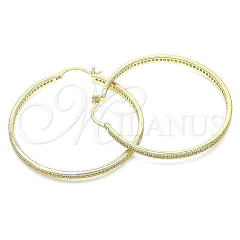 Oro Laminado Large Hoop, Gold Filled Style with White Micro Pave, Polished, Golden Finish, 02.185.0005.50