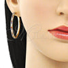 Oro Laminado Huggie Hoop, Gold Filled Style with White Cubic Zirconia, Polished, Golden Finish, 02.185.0007.35