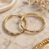 Oro Laminado Huggie Hoop, Gold Filled Style with Multicolor Cubic Zirconia, Polished, Golden Finish, 02.185.0007.1.35