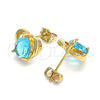 Oro Laminado Stud Earring, Gold Filled Style Heart and Teardrop Design, with Blue Topaz Cubic Zirconia, Polished, Golden Finish, 02.213.0231.1