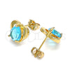 Oro Laminado Stud Earring, Gold Filled Style Heart and Teardrop Design, with Blue Topaz Cubic Zirconia, Polished, Golden Finish, 02.213.0231.1