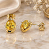 Oro Laminado Stud Earring, Gold Filled Style Teardrop Design, with Yellow Cubic Zirconia, Polished, Golden Finish, 02.213.0234.1