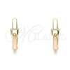 Oro Laminado Huggie Hoop, Gold Filled Style Belt Buckle Design, Pink Enamel Finish, Golden Finish, 02.213.0236.15