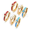 Oro Laminado Huggie Hoop, Gold Filled Style Belt Buckle Design, Blue Enamel Finish, Golden Finish, 02.213.0236.1.15