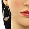 Oro Laminado Large Hoop, Gold Filled Style Evil Eye Design, with White Crystal, Blue Enamel Finish, Golden Finish, 02.380.0074.50