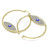 Oro Laminado Large Hoop, Gold Filled Style Evil Eye Design, with White Crystal, Blue Enamel Finish, Golden Finish, 02.380.0074.50