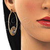 Oro Laminado Large Hoop, Gold Filled Style Evil Eye Design, with White Crystal, Blue Enamel Finish, Golden Finish, 02.380.0076.1.50