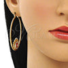 Oro Laminado Large Hoop, Gold Filled Style Evil Eye Design, with White Crystal, Red Enamel Finish, Golden Finish, 02.380.0077.1.50