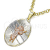 Oro Laminado Religious Pendant, Gold Filled Style Divino NiÃ±o Design, Diamond Cutting Finish, Tricolor, 05.380.0120