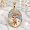Oro Laminado Religious Pendant, Gold Filled Style Divino NiÃ±o Design, Diamond Cutting Finish, Tricolor, 05.380.0120