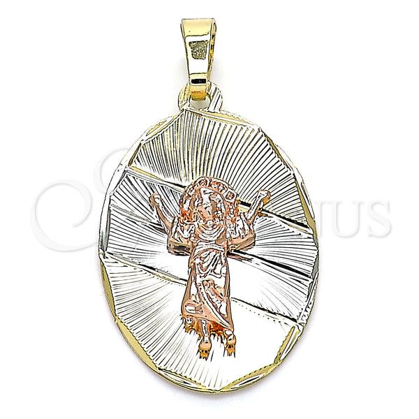 Gold Filled Pendant — Religious Pendant Divino NiÃ±o Design Diamond Cutting Tricolor — main product view — SKU 143414 | Oro Laminado dije — Religious Pendant Divino NiÃ±o diseño Diamond Cutting Tricolor — SKU 143414