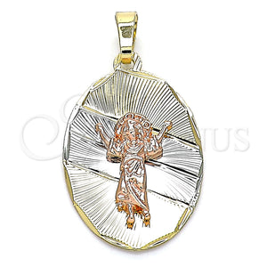 Gold Filled Pendant — Religious Pendant Divino NiÃ±o Design Diamond Cutting Tricolor — main product view — SKU 143414 | Oro Laminado dije — Religious Pendant Divino NiÃ±o diseño Diamond Cutting Tricolor — SKU 143414