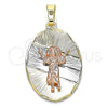 Oro Laminado Religious Pendant, Gold Filled Style Divino NiÃ±o Design, Diamond Cutting Finish, Tricolor, 05.380.0120