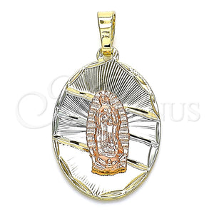 Gold Filled Pendant — Religious Pendant Guadalupe Design Diamond Cutting Tricolor 05. — main product view — SKU 143416 | Oro Laminado dije — Religious Pendant Guadalupe diseño Diamond Cutting Tricolor 05. — SKU 143416