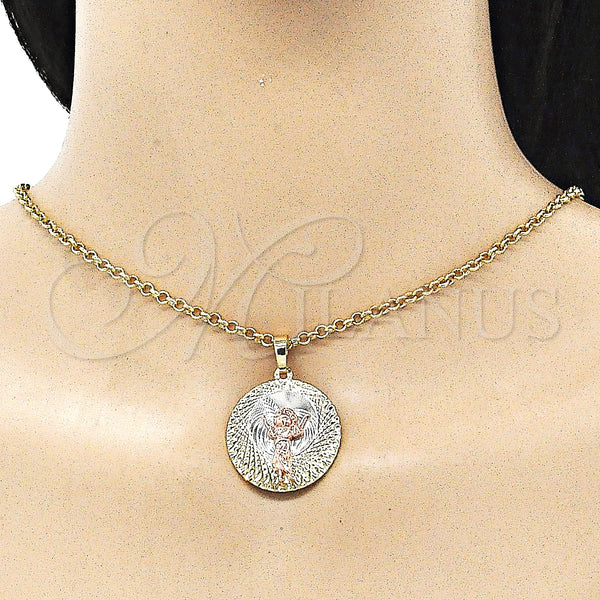 Gold Filled Pendant — Religious Pendant Divino NiÃ±o Design Diamond Cutting Tricolor — alternate product view — SKU 143419 | Oro Laminado dije — Religious Pendant Divino NiÃ±o diseño Diamond Cutting Tricolor — SKU 143419