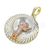 Oro Laminado Religious Pendant, Gold Filled Style Divino NiÃ±o Design, Diamond Cutting Finish, Tricolor, 05.380.0125