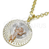 Oro Laminado Religious Pendant, Gold Filled Style Divino NiÃ±o Design, Diamond Cutting Finish, Tricolor, 05.380.0125