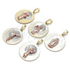 Oro Laminado Religious Pendant, Gold Filled Style Divino NiÃ±o Design, Diamond Cutting Finish, Tricolor, 05.380.0125