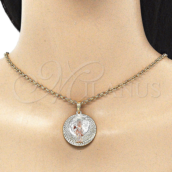 Gold Filled Pendant — Religious Pendant Santa Muerte Design Diamond Cutting Tricolor — alternate product view — SKU 143422 | Oro Laminado dije — Religious Pendant Santa Muerte diseño Diamond Cutting Tricolor — SKU 143422