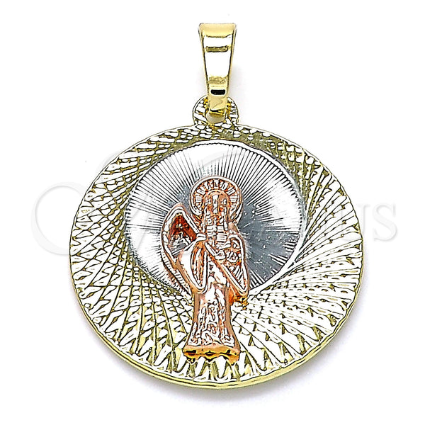 Gold Filled Pendant — Religious Pendant Santa Muerte Design Diamond Cutting Tricolor — main product view — SKU 143422 | Oro Laminado dije — Religious Pendant Santa Muerte diseño Diamond Cutting Tricolor — SKU 143422
